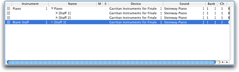 expanded piano staff list in the scoremanager