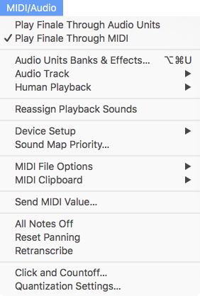 Expanded MIDI/Audio menu