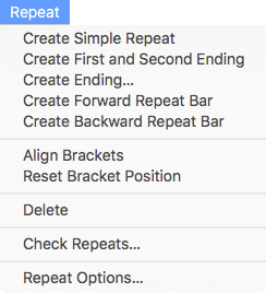 Expanded Repeat menu