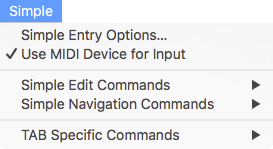 Expanded Simple menu