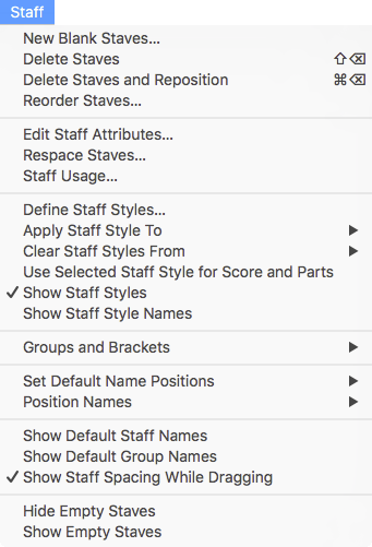 Expanded Staff menu