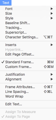 Expanded Text menu
