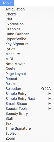 Expanded Tools menu
