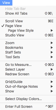 Expanded View menu