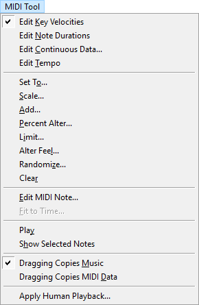 Expanded MIDI Tool menu