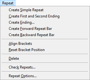 Expanded Repeat menu