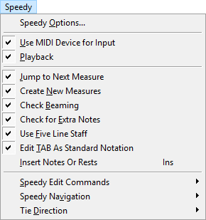 Expanded Speedy menu