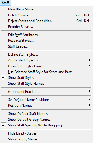 Expanded Staff menu
