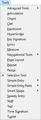 Expanded Tools menu