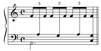 Cross-staff notation example